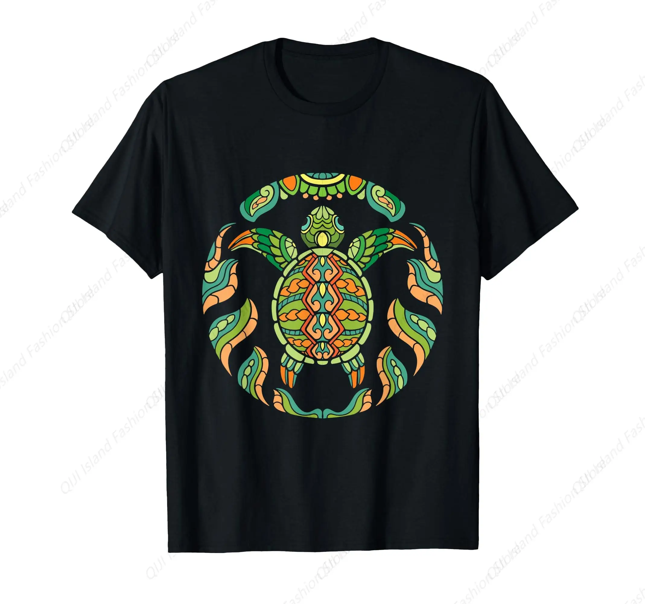 

Ethnic Blue Turtle Hawaiian Tribal Animal Lover Sea Beach T-Shirt for Men Women