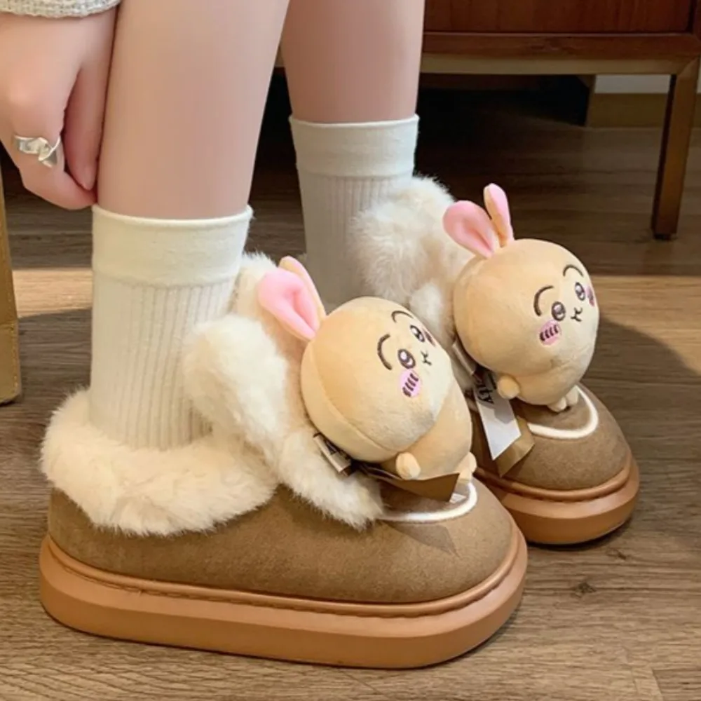 Chikawa Cotton-padded Shoes Miniso Cute Cartoon 3D Doll  Keep Warm Thickening Shoes Winter New Cute Originality Rabbit Shoes