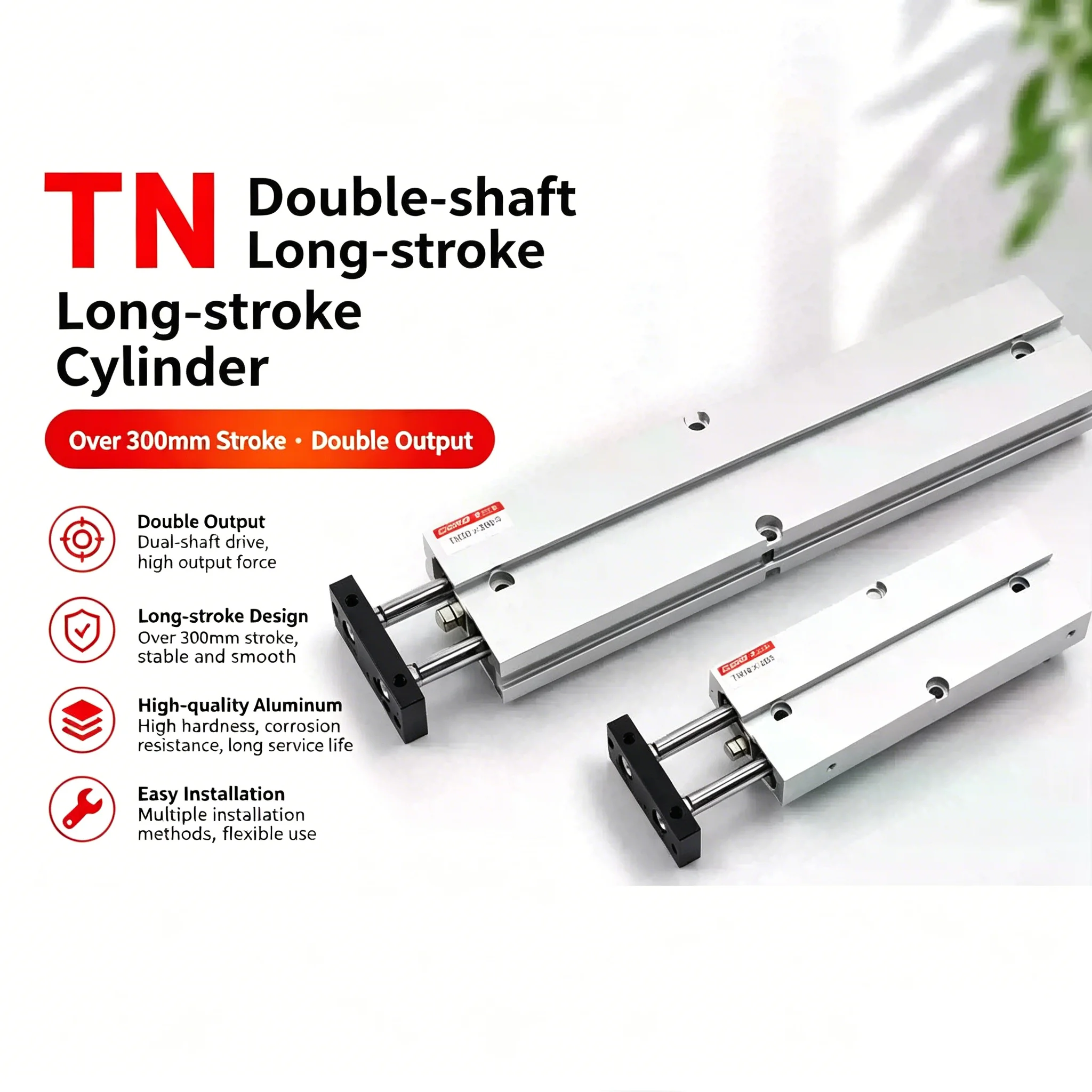 Cylinder TN10x300 16x200 20x400 Pneuamtic Cylinder TN Airtac Type Long Stroke 200mm To 500mm Double Rod Pneumatic Piston Air