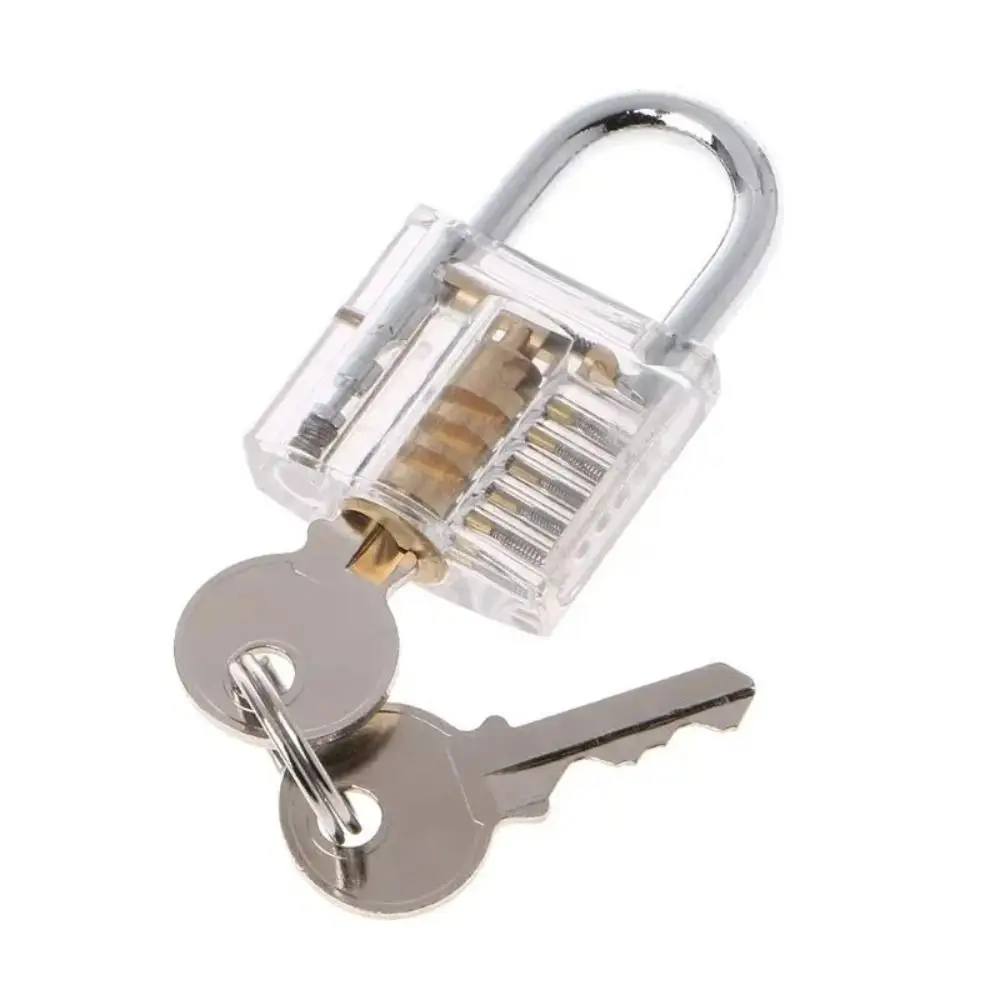 Candado de bloqueo transparente con núcleo de cerradura de plástico, cerradura a prueba de selección, artesanías, cerradura ensamblada manualmente, cabezal de bloqueo grande con llave DIY