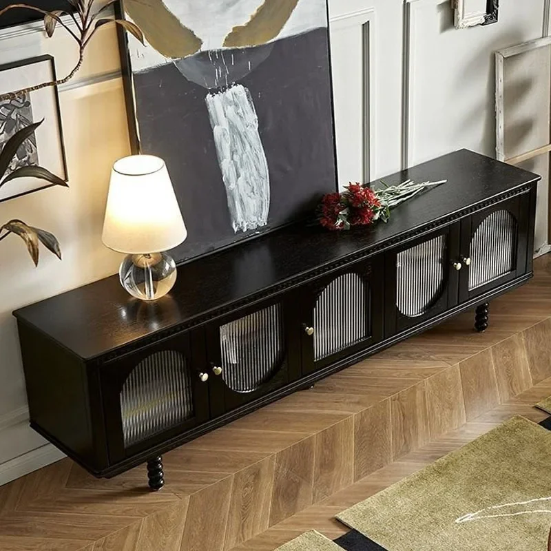 retro solid wood TV cabinet coffee table combination living room small apartment TV cabinet floor model