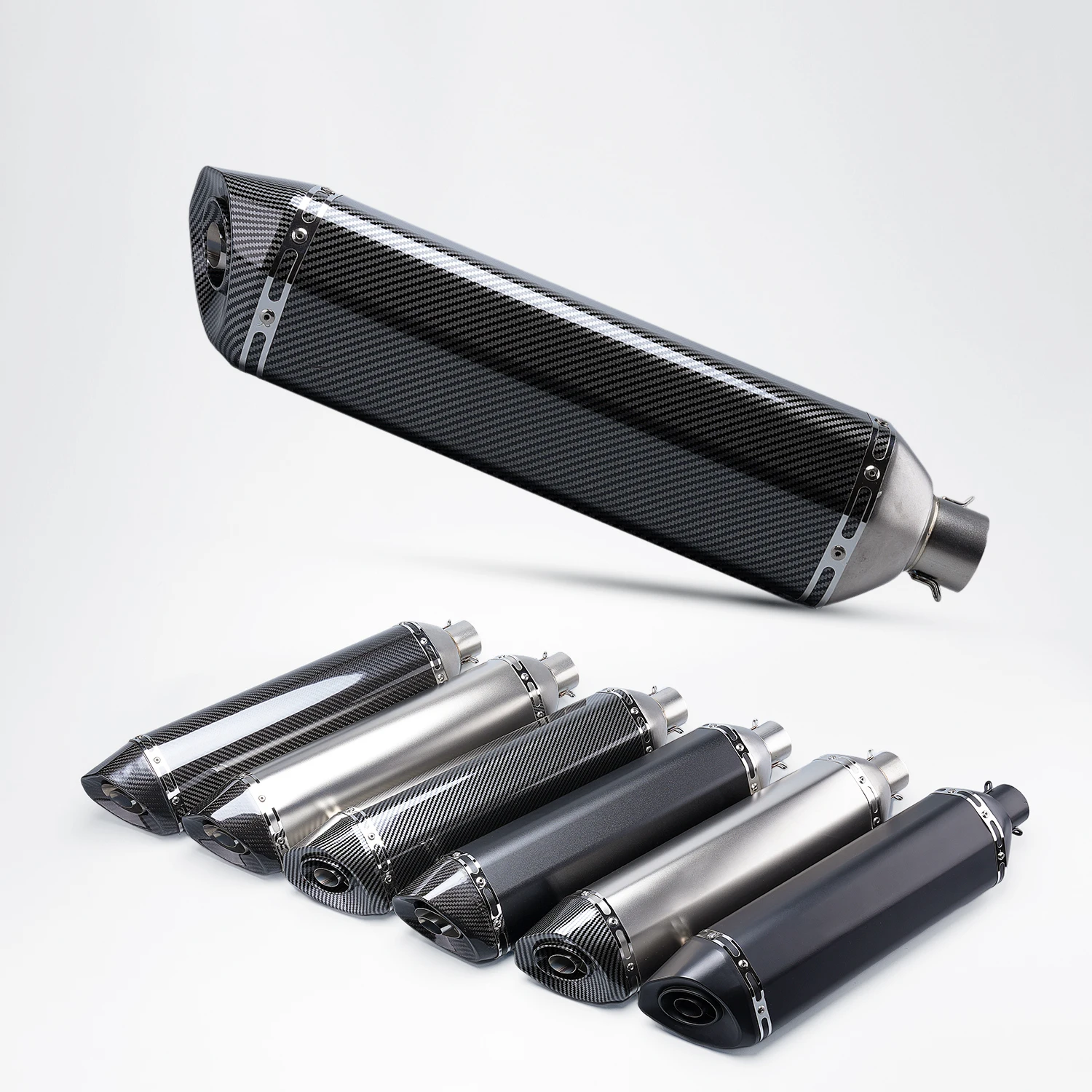 

Universal Carbon Fiber Motorcycle Exhaust System, Long Modified Escape Pipe With DB Killer For Ninja400 MT07 RC390 ZX6R R6