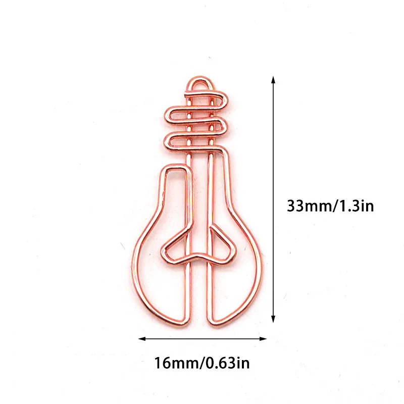 30 pezzi in materiale metallico a forma di lampadina graffette graffette per carta colore oro Kawaii carino segnalibro clip di cancelleria per ufficio forniture scolastiche