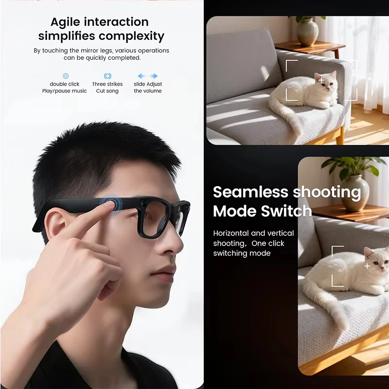 2026 AI Smart Glasses: AI Voice Translation, Video, Bluetooth Call, Music Touch Photochromic Lenses Hands-free, Universal Gift view 6