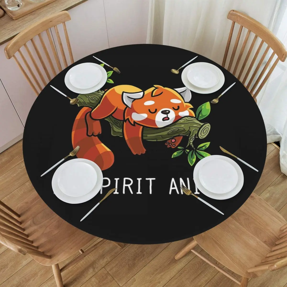 Red Panda Spirit Animal Waterproof Round Tablecloth Oilproof Table Cloth for Kitchen Events Dining Table Cover