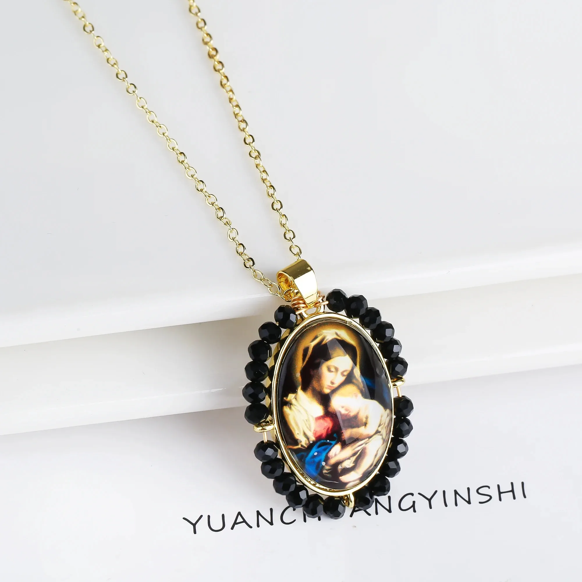 New handmade Religious Jesus Virgin Mary Photo Pendant necklace Multicolor Charm Necklace for Men and Women pendant Jewelry Gift