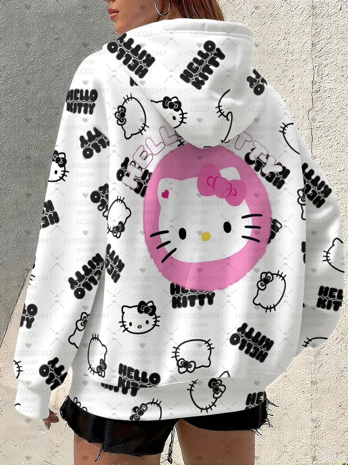 2025, Damen-Kapuzenpullover, 3D-Kitty-Druck, Sweatshirt, lockerer Outdoor-All-Match-Hoodie, Damen- und Mädchen-Kapuzenpullover, Damenbekleidung