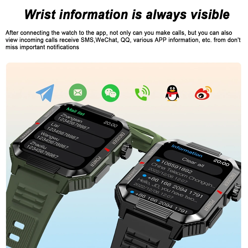 ChiBear NFC GPS بلوتوث دعوة ساعة ذكية 1.99 بوصة HD شاشة 120 + الرياضة اللياقة البدنية ساعة الطقس في الهواء الطلق IP68 مقاوم للماء Smartwatch