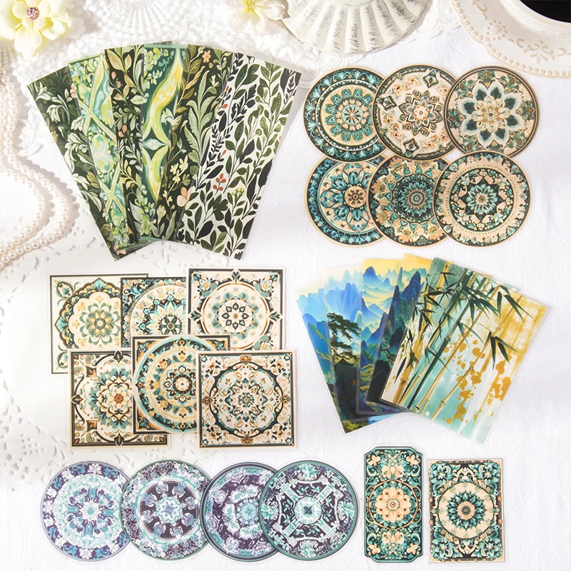 Card Lover 30 Pcs [Fantasy Treasure Series] Classical Pattern Hand Tent Multitone PET Sticker Paper Material Scrapbook Kit