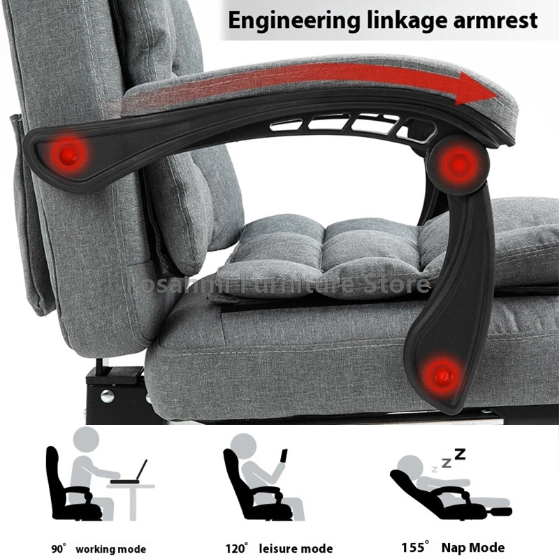 Sedia da gioco reclinabile in tessuto con morbido cuscino rimovibile Sedia da scrivania ergonomica regolabile per ufficio e casa Comoda sedia per computer da gioco
