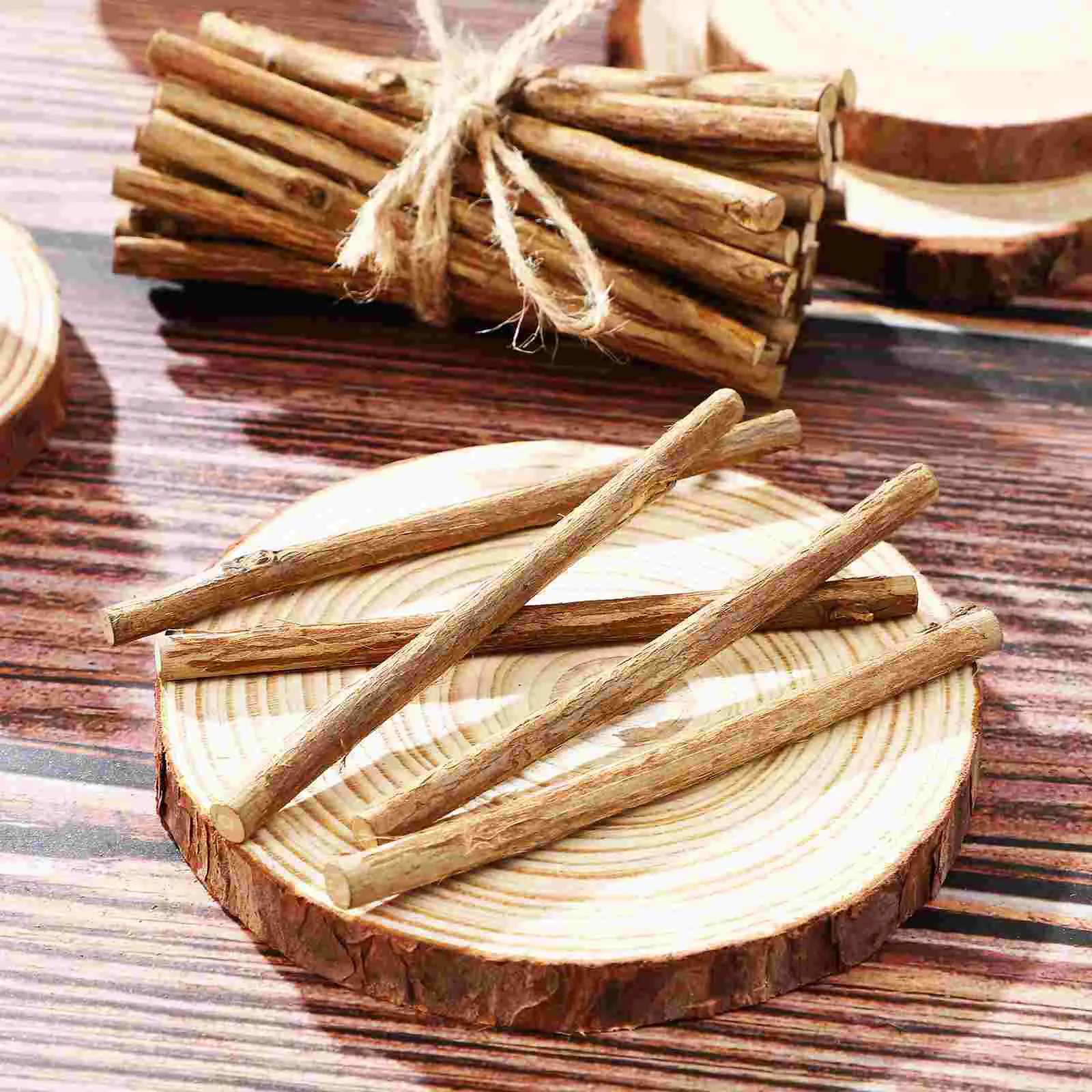 50 Pcs Bulk Stickers DIY Wooden Long Sticks Branches for Crafts Birch Log Decorations Child