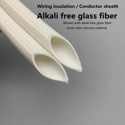 Alkali Free Glass Fiber Braided Sleeve Internal Silicone Material High Temperature Resistant Wiring Insulating Wire Sheath 1M