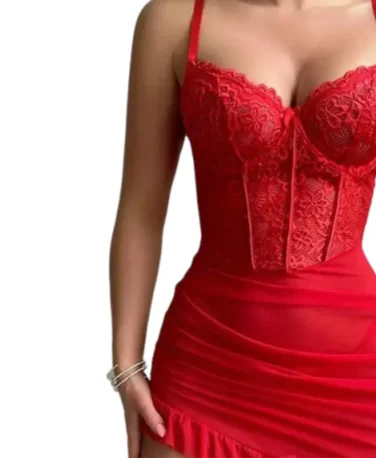 KUCLUT Women's Nightgown Sexy Lace Thin Homewear Halter Exquisite Sleepwear Erotic V-Neck Bra Panty Set Hot New Pajamas Sets
