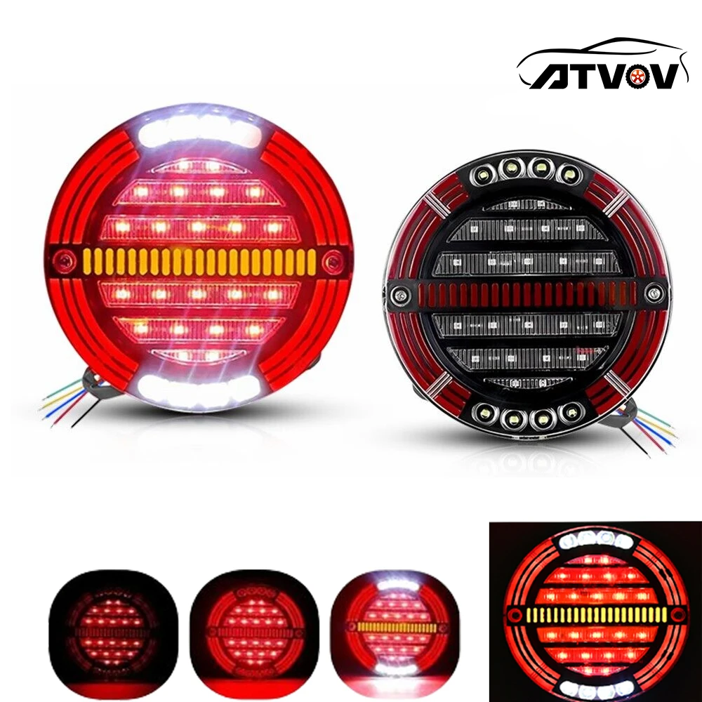 

ATVOV 4 in 1 5.3" inch 12V 24V Round LED Brake DRL Turn Tail Light Reverse Lamp For Car Truck Trailers Tractor Caravan Lorry Van