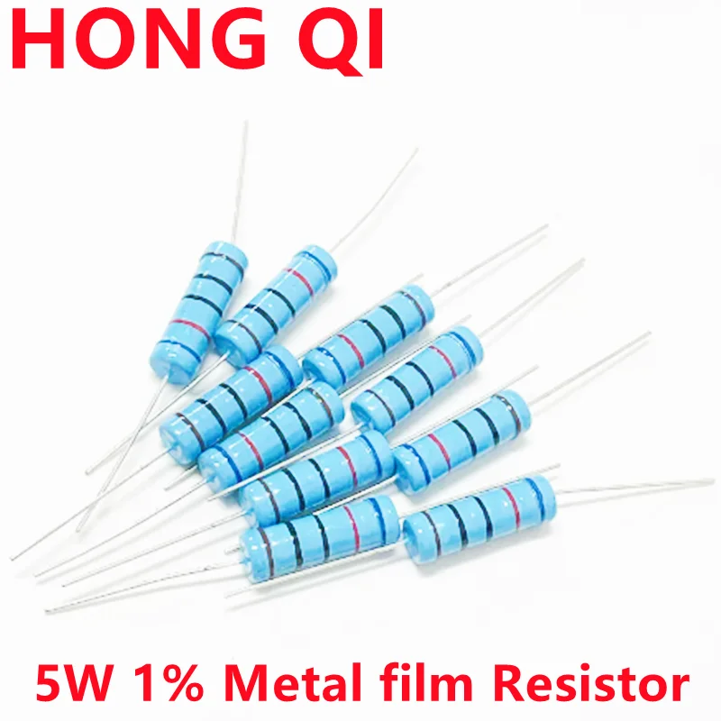 10pcs/lot 5W 1% Metal film Resistor resistance 0.1R~10M 1K 1.2 1.3 3.3 10 22 33 120 360 18 390 470 82 R K ohm 10K 100K 1M