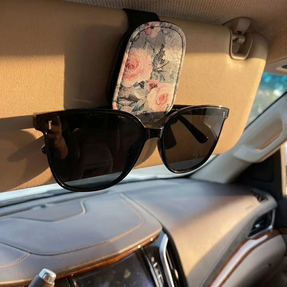 Creative Magnetic Car Eyeglass Clips Magnetic Clip Stable Hanging Car Sun Visor Glasses Holder PU Leather Hands-Free