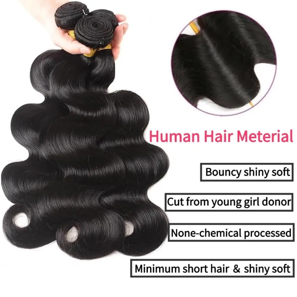 Body Wave 2/3/4  Bundles with Closure 100% Unprocessed Brazilian Body Wave Human Hair