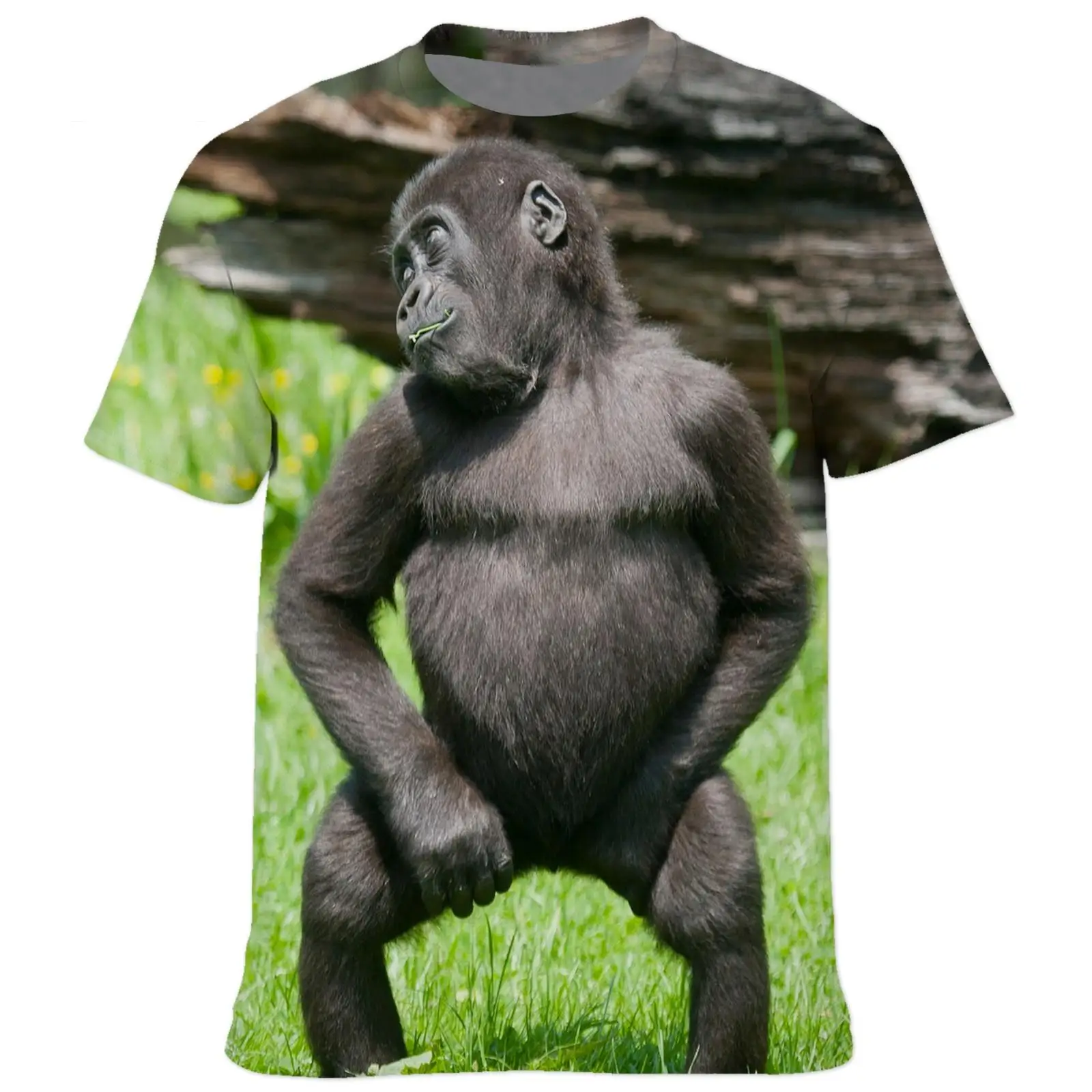 New Summer Adult Men\'s And Children\'s Short Sleeve T-shirt Monkey 3d Print Gorilla Fun Pattern Clothing Fashion Street Thin Top