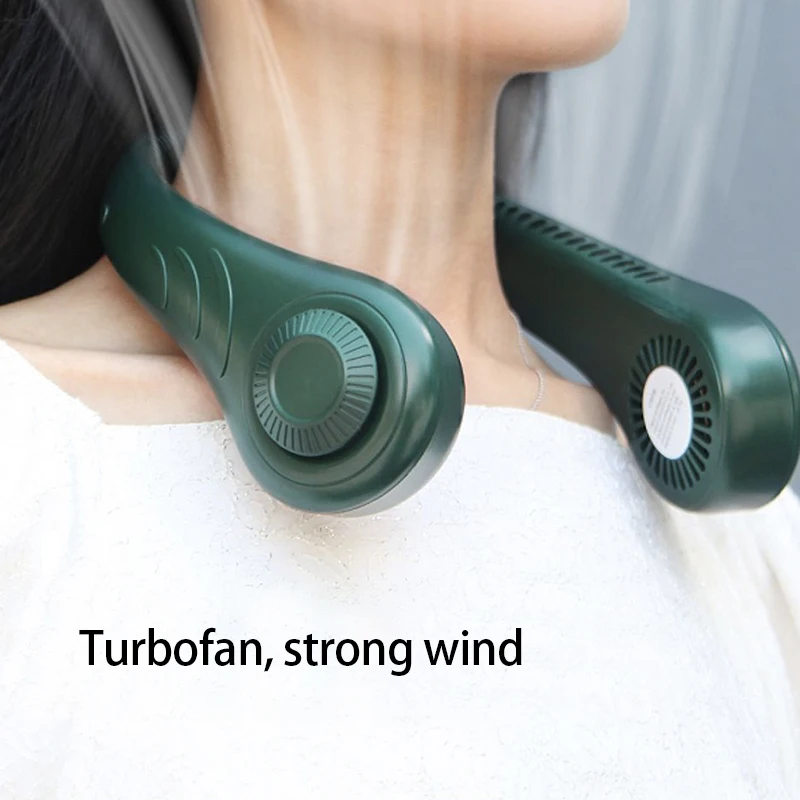 Hot Summer Selling Mini Silent Cooling Fan USB Rechargeable Portable Wearable Leaf-Less Outdoor Sports Neck Fan