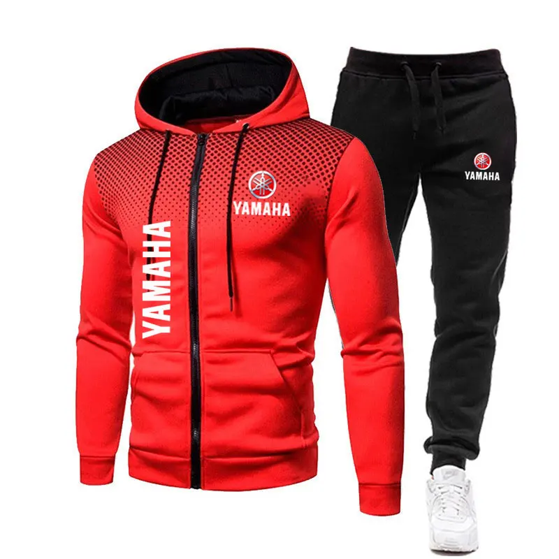 Yamaha Men's Sets Logo Print Spring Fashionable Casual Outdoor Zippered Hoodie Sweatshirt Sport Pants for Motorcycle Enthusiasts view 2
