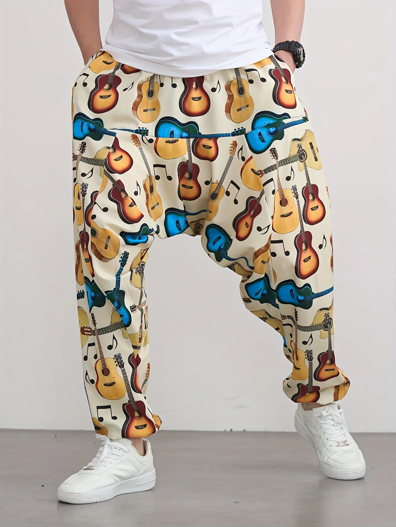 

Men's ultra loose casual pants with drawstring waistband, suitable for hip-hop, street style, and music style clothing