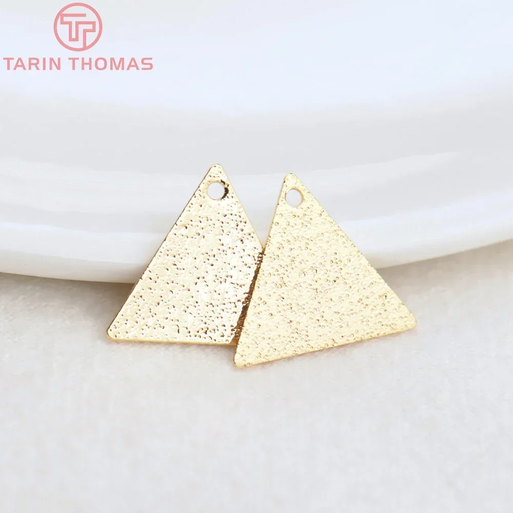 (4562) 20 peças 15x13mm buraco 1mm 24k cor dourada pingente triangular de latão pingente de alta qualidade acessórios de joias diy atacado