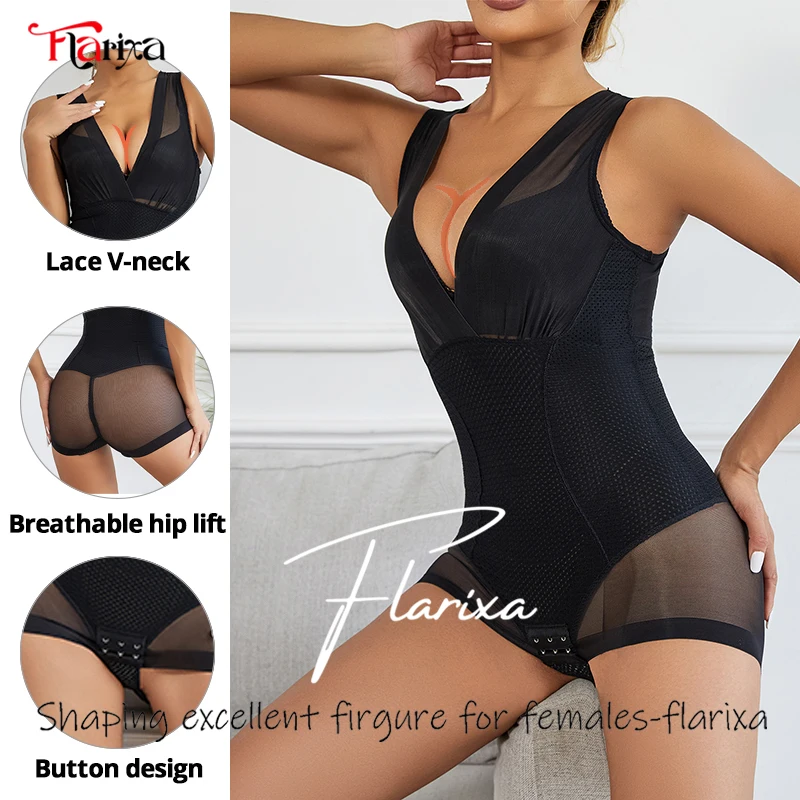 Flarixa koronkowe body bielizna modelująca kobiety kontrola brzucha Fajas urządzenie do modelowania całego ciała brzuch bielizna wyszczuplająca Butt Lifter bielizna — zdjęcie 4