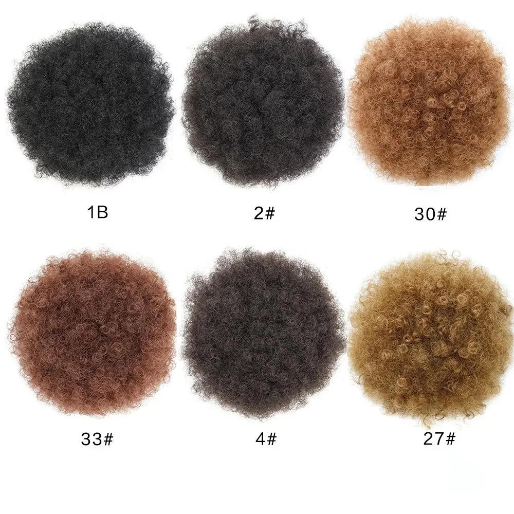 Afro Puff Kinky Curly Drawstring Ponytail Extensão para Mulheres, Hairpieces Curtos Sintéticos, Afro Bun, Updo Hair