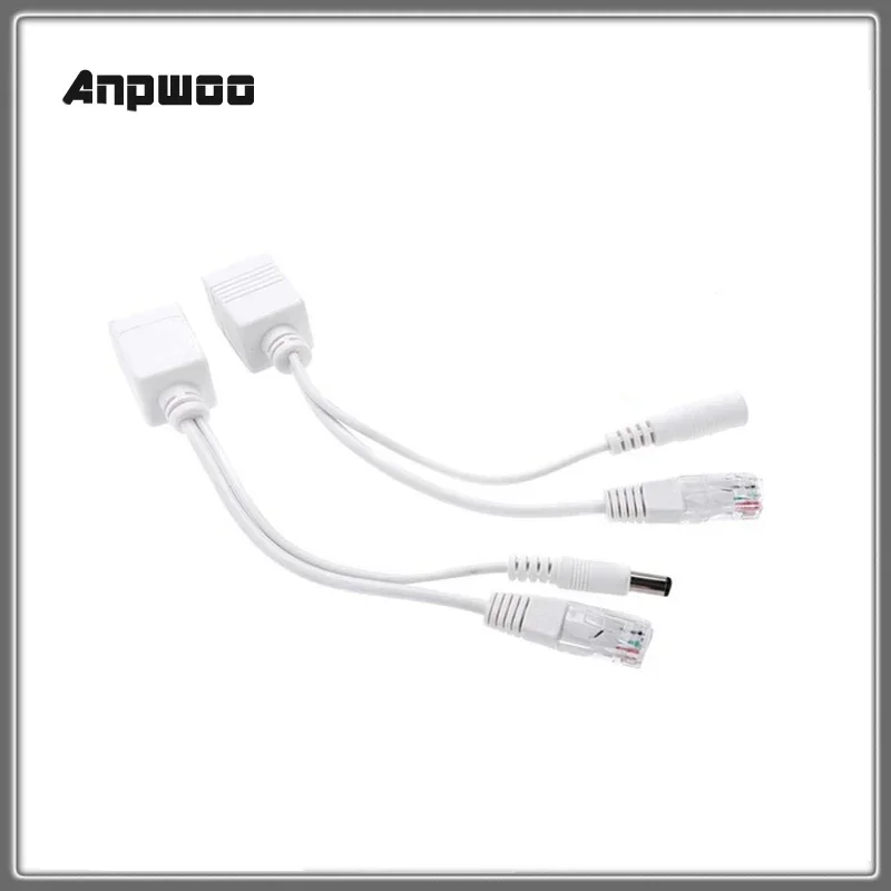 Anpwoo POE Splitter For 2MP 5MP HD IP Camera POE Adapter Cable Tap Power Supply Module 12-48V Separator Combiner Male and Female