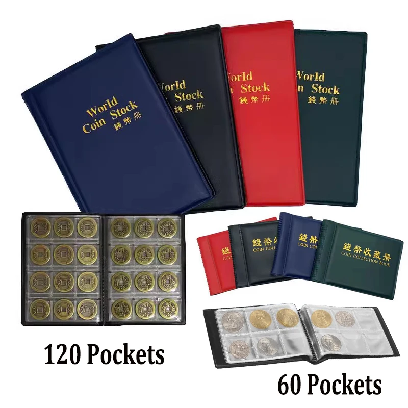 120/60 Pockets Money Book Coinning Storage Album PVC Coinning Album Holders Coinning Display Book Home Decoration