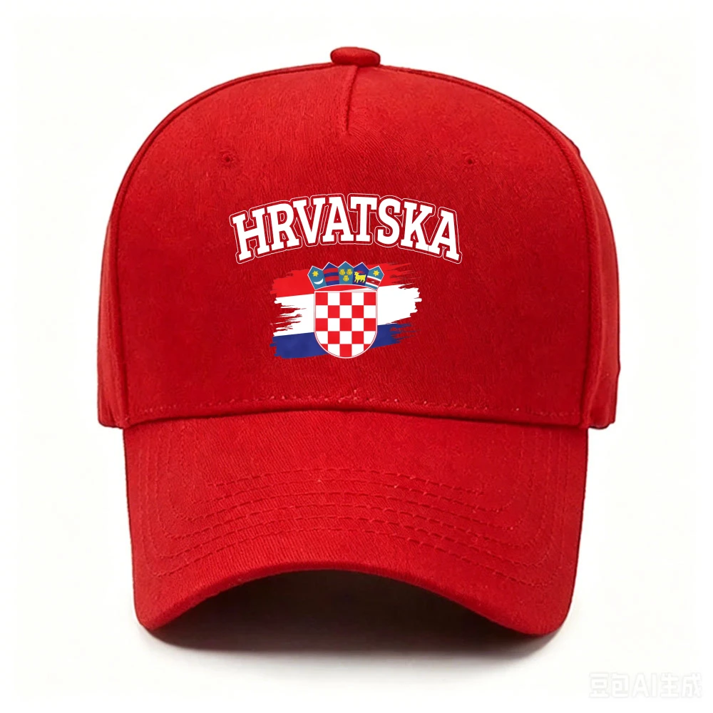 Croatia 2026 Round Crest Star Soccer Graphic Baseball Cap Men Women Soccer Fan Print Adjustable Sport Game Hat