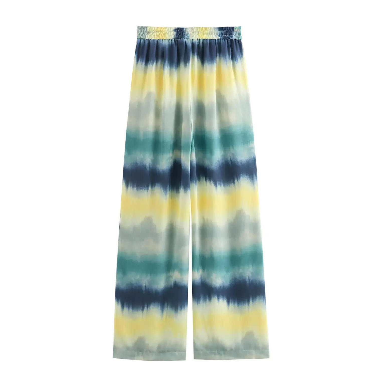 2025 new women's clothing European and American style fashionable tie-dye printed loose high waist trousers