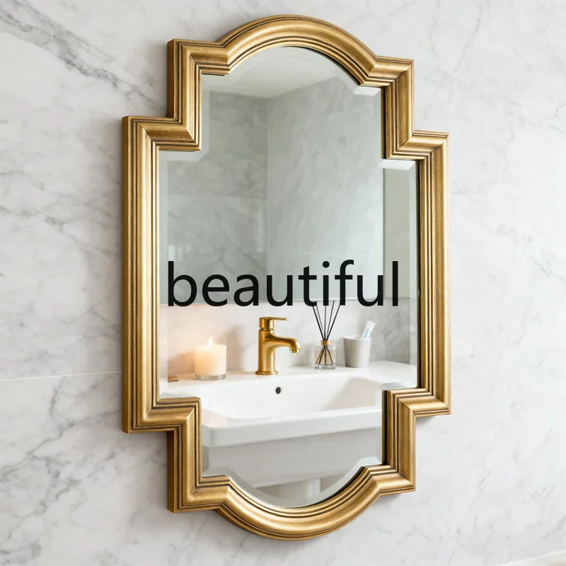YL Washstand makeup mirror, retro bathroom bathroom mirror, home wall dressing mirror wall hanging