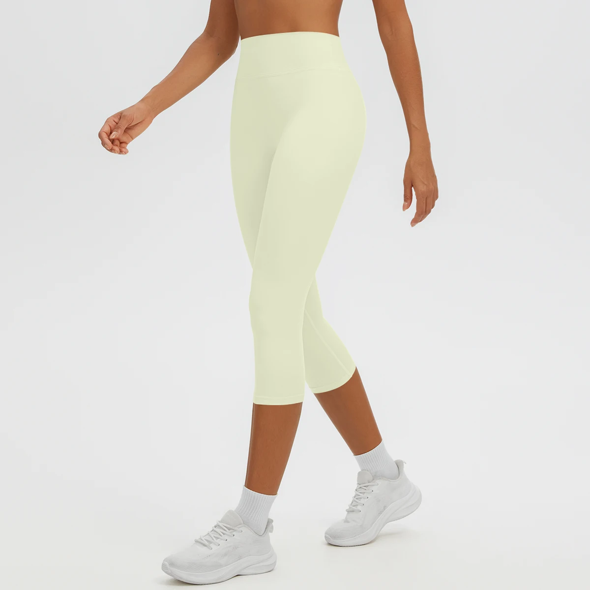 Damen-Yoga-Hosen in mittlerer Länge, einfarbig, mit hoher Dehnbarkeit, Damen-Leggings, Capri-Hosen, für Sommer, Sport, Fitnessstudio, Outdoor-Aktivitäten, Laufen, Damen-Hosen. – Detail 26