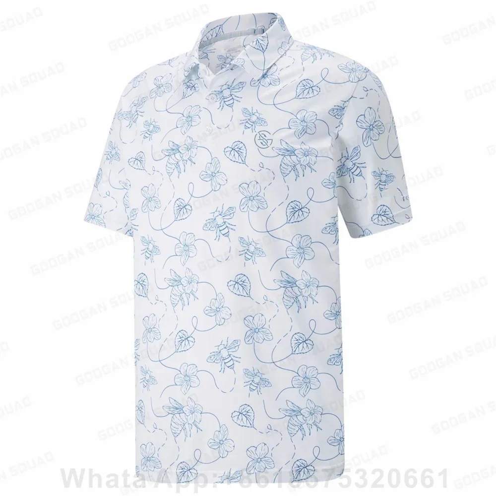 Golf Polo Lapel Buttons Men Short Sleeves Breathable Shirt Casual Outdoor Golf Sports Polo Shirt Football Badminton Fashion Polo