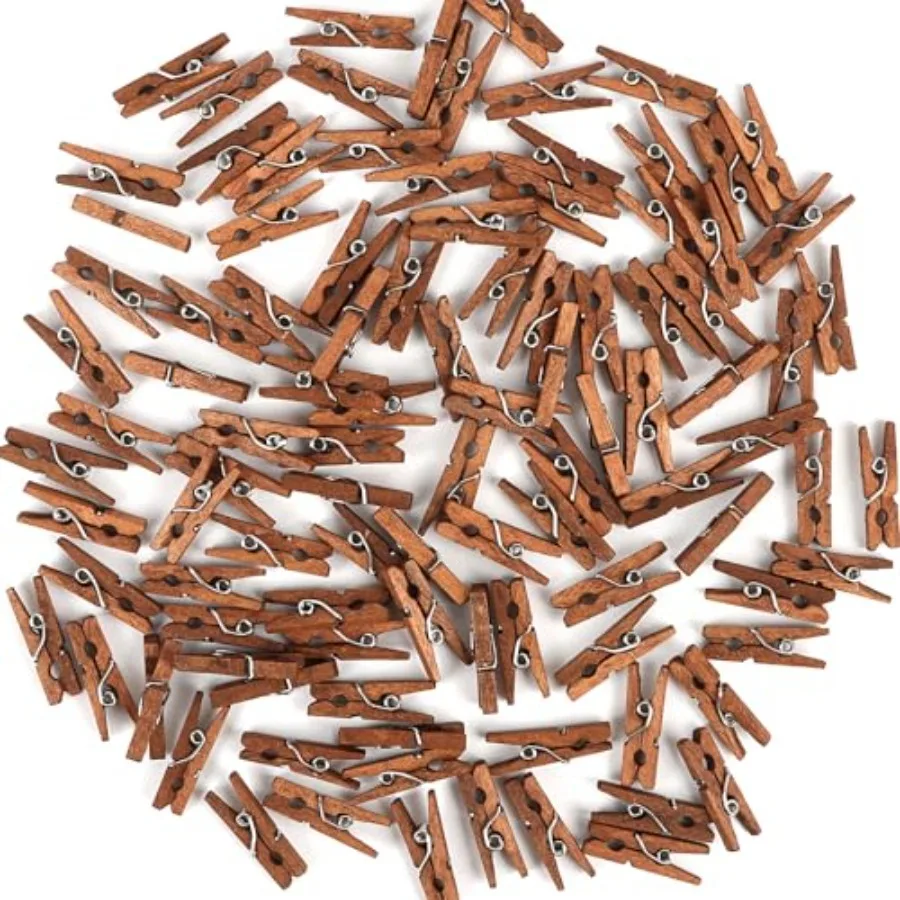 

Mini Wooden Clothespins, 100 Pcs 1 Inch Vintage Small Craft Clothes Pins for Photo Clips Scrap Booking Crafts Hanging Pictures