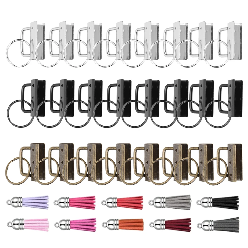 1 set 32mm Tail Colors Diy Accessories Metal Key Rings 35mm Tassels Keychain Making Key Chain Kit Supplies Jewelry