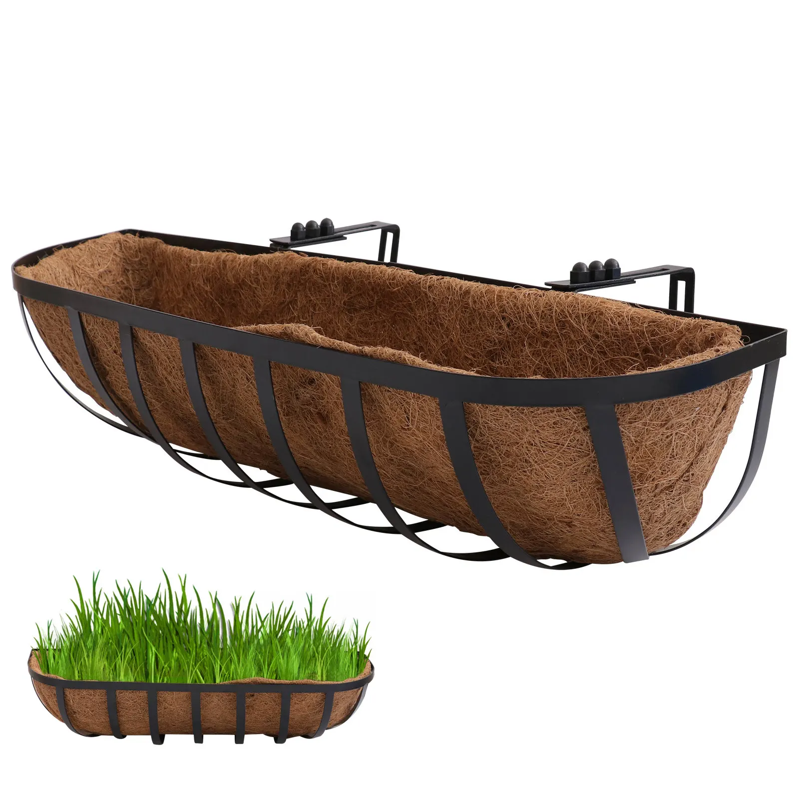 

1 шт. настенная корзина для цветов из кокосового волокна, светло-коричневая, из кованого железа, подвесное кашпо, декоративный держатель для растений для дома и свадьбы