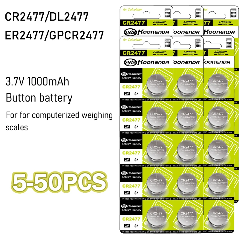 

CR2477 3V Lithium Battery 1000mAh DL2477 ER2477 GPCR2477 for Watch Computer Weight Scale Buttton Coin Cells