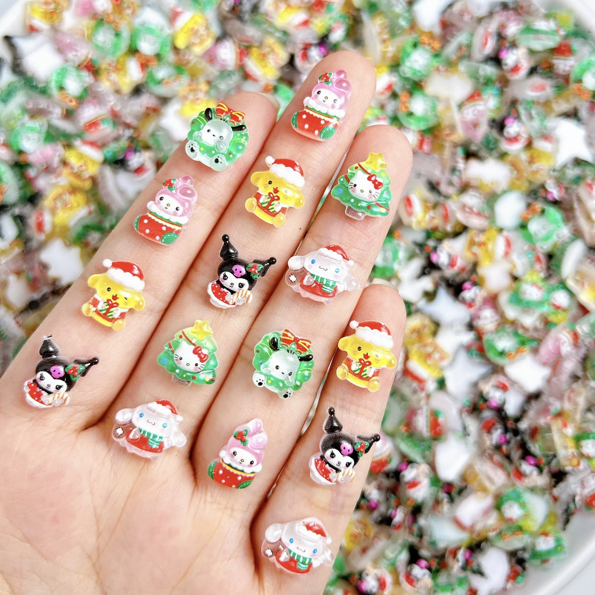 50 قطعة جديد صغير الراتنج الكرتون عيد الميلاد هريرة جرو شجرة عيد الميلاد فلاتباك حلية صنع المجوهرات مانيكير Hairwear اكسسوارات #5