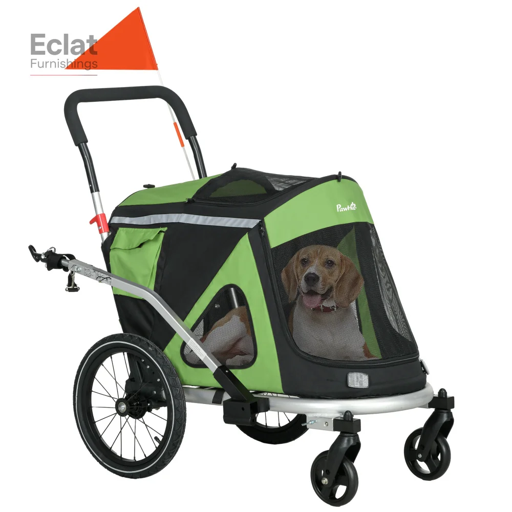 

Foldable Dog Bike Stroller with Aluminum Frame, Quick Release Wheels, Safety Leash, Anti-Slip Mat, Hitch Coupler, Reflectors,