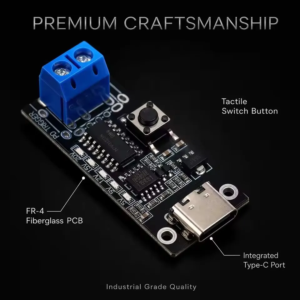 1-3PCS USB-C 5A PD Trigger Board Type-C Female Input To 5V 9V 12V 20V USB-A Port Output Adjustable Voltage Power Trigger Module - view 3