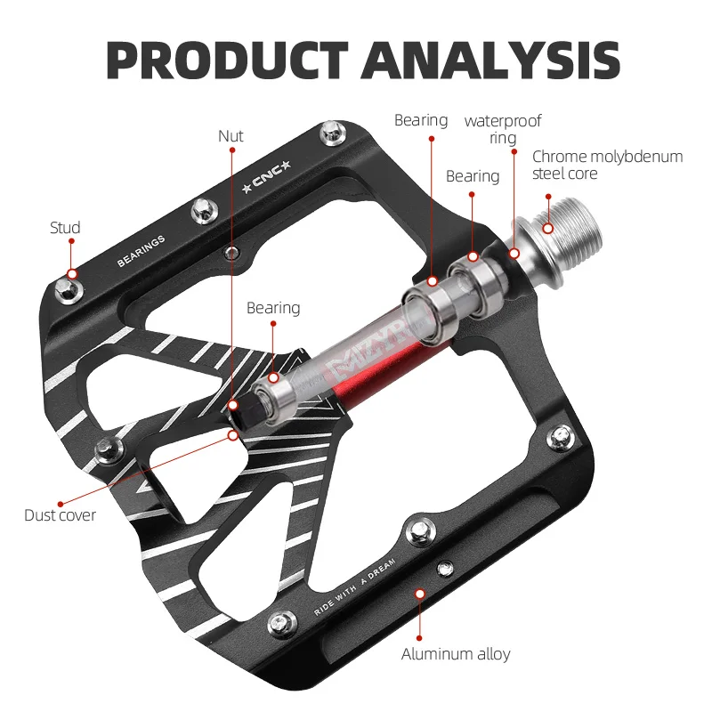 3 Sealed Bearing Bike Pedals Ultralight Anti-slip CNC BMX MTB Road Bike Pedal Cycling Mountain Bicycle Pedals