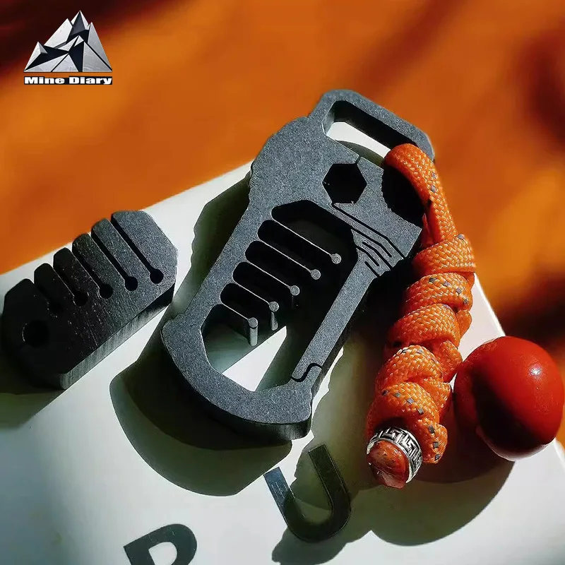 신형 키체인 티타늄 합금 고탄성 자동차 키체인 프레스 튜닝 포크 EDC 소형 도구 배치 헤드 설치 가능