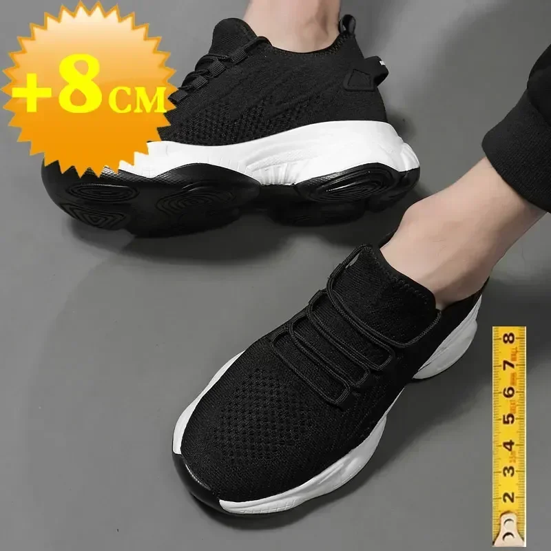 Increasing men sneakers casual heightening shoes 8cm height increase shoes for summer breathable 6cm elevator