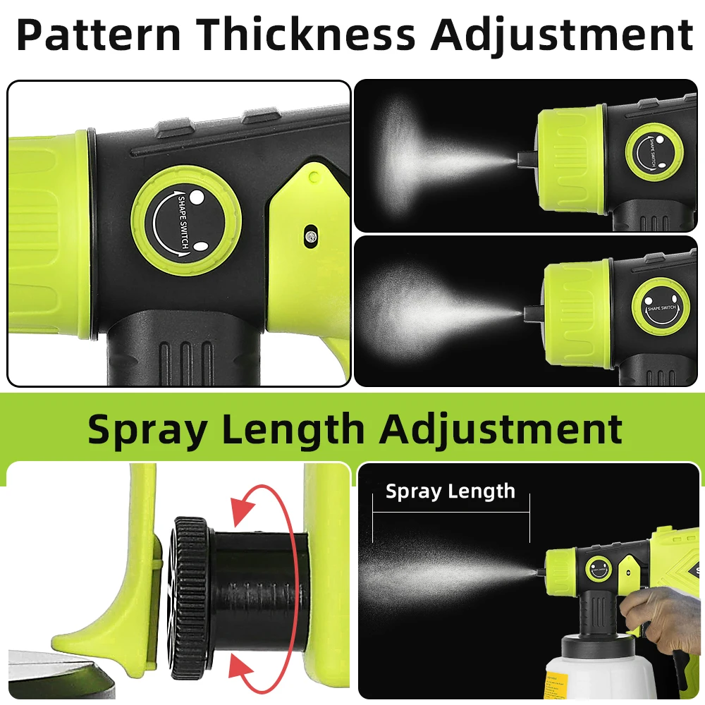 200W Cordless HVLP Paint Sprayer for Ryobi 18V ONE+, 4 Nozzles, 3 Patterns, 1000ML Container, Handheld Spray Gun (No Battery)