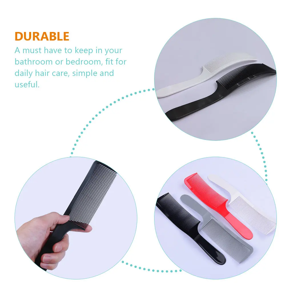 4Pcs Round Handle Hair Comb Set for Men Barber Styling Cutting Sectioning Detangling Less Breakage Portable Sturdy