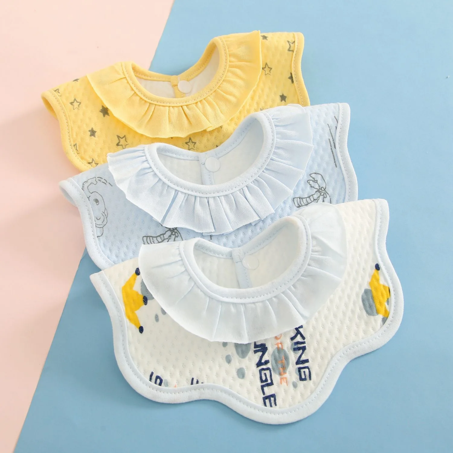 Random Color Mix Baby Bib Newborn Drool Towel Pure Cotton Waterproof Spitting Neck Male and Female Baby Bibs 360 Degree Rotation