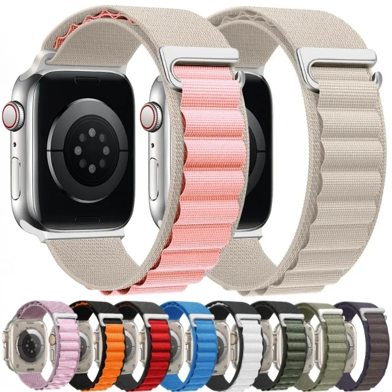 アルパインループストラップ Apple Watch 9 8 7 6 5 4 SE 45mm 41mm 44mm Ultra 3 2 バンド 49mm ナイロンブレスレット iWatch 11 10 46mm 42mm correa対応