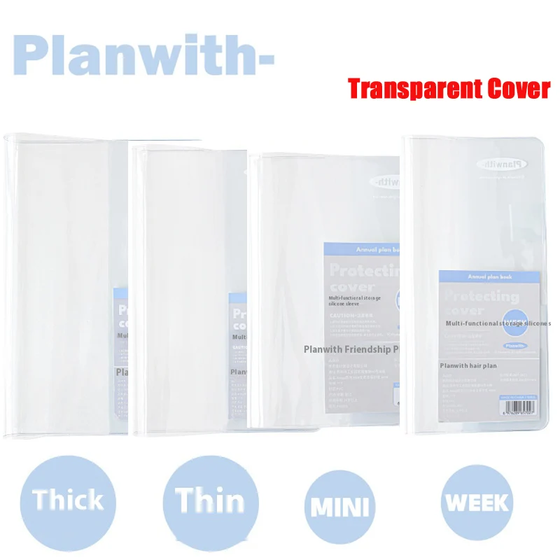 Planwith Cubierta Transparente, Protección Gruesa Delgada De EVA Impermeable De 4 Tamaños para Organizadores De Agenda Diaria 2026 Diarios/Años, Suministros De Estudio